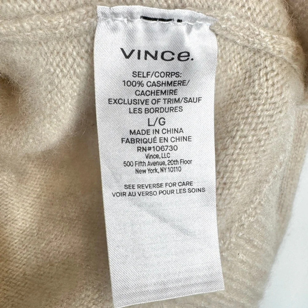 VINCE 100% Cashmere Soft Turtleneck Sweater NEW Size L Oatmeal